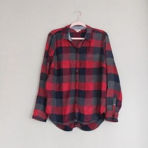 Lucky Brand Red and Navy Checked Button Back Flannel
